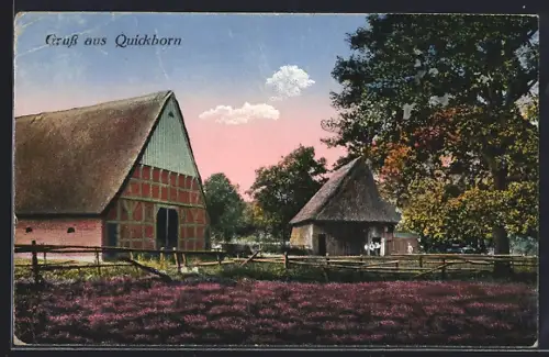 AK Quickborn, Ortsansicht mit Fachwerkhäusern