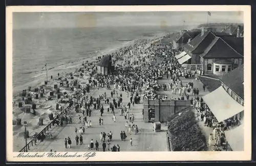 AK Westerland a. Sylt, Nordseebad, Strand und Promenade