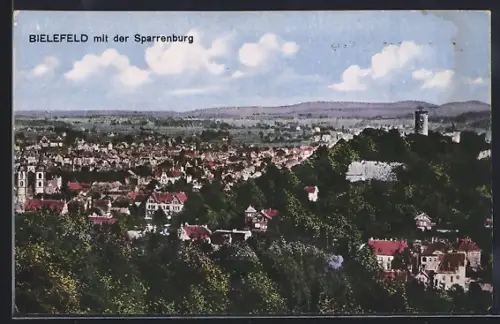 AK Bielefeld, Ortsansicht mit der Sparrenburg