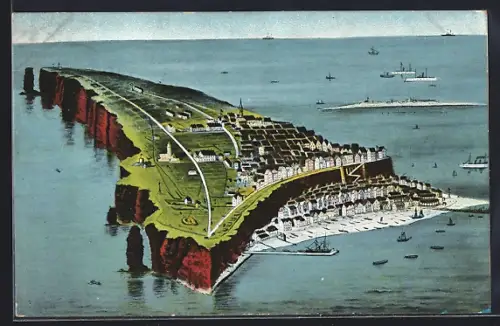 AK Helgoland, Gesamtansicht aus der Vogelschau
