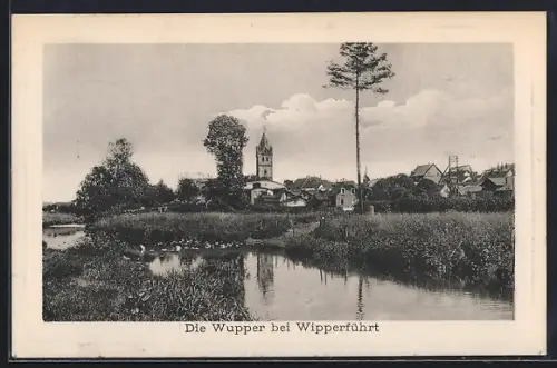 AK Wipperfürth, Die Wupper, Stadtansicht mit Kirche