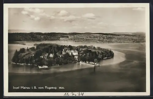AK Mainau i. B., Luftaufnahme der Insel vom Flugzeug aus