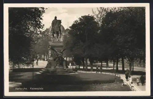AK Karlsruhe, Kaiserplatz, Reiterdenkmal