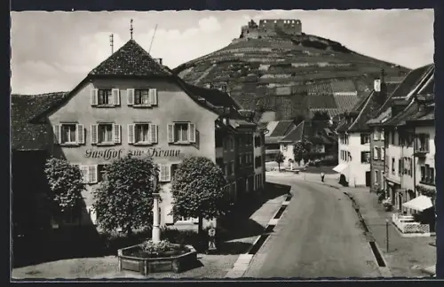 AK Staufen / Breisgau, Hauptstrasse, Gasthof zur Krone, Burgruine
