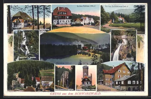 AK Schwarzwald, Hotel Mummelsee, Wasserfälle, Kurhaus Ruhstein