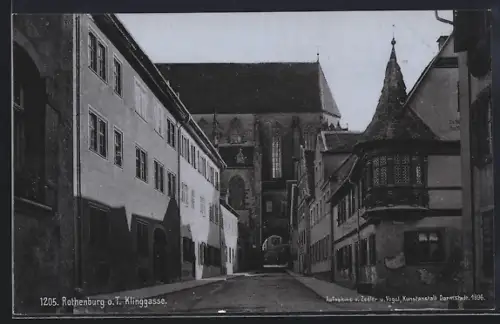 AK Rothenburg o. T., Klinggasse, Kirche