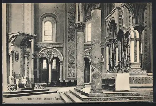 AK Speyer, Dom, Hochaltar, Bischofsstuhl