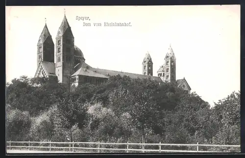 AK Speyer, Dom vom Rheinbahnhof