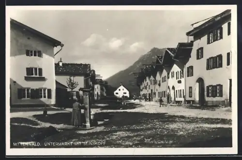AK Mittenwald, Untermarkt mit Seinskopf