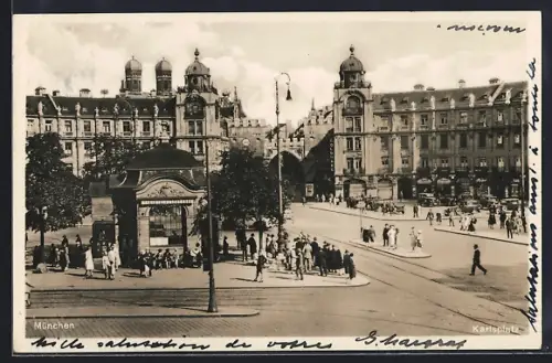 AK München, Karlsplatz mit Geschäften