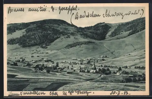 AK Bernau im südl. Schwarzwald, Teilansicht mit Bergen