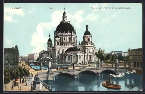 AK Berlin, Dom mit Spree und Kaiser-Friedrich-Brücke