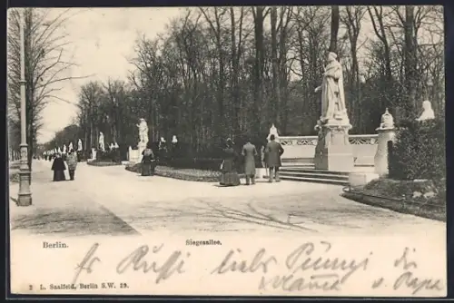 AK Berlin-Tiergarten, Siegesallee mit Standbildern