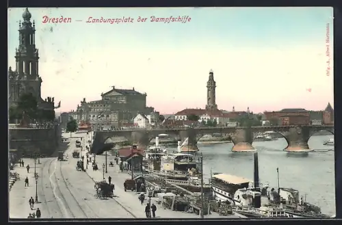 AK Dresden, Landungsplatz der Dampfschiffe