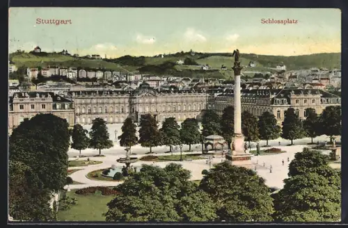 AK Stuttgart, Teilansicht mit dem Schlossplatz