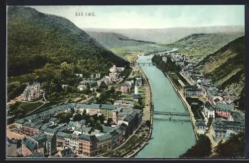 AK Bad Ems, Teilansicht mit Brücke