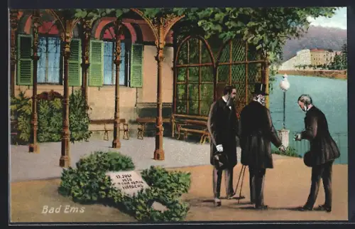 AK Bad Ems, Kaiser Wilhelm I., Gedenktafel 13, Juli 1870