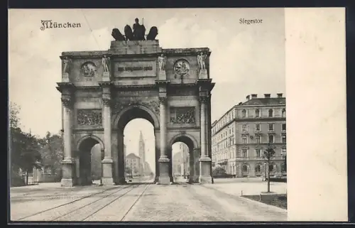 AK München, Strassenpartie am Siegestor