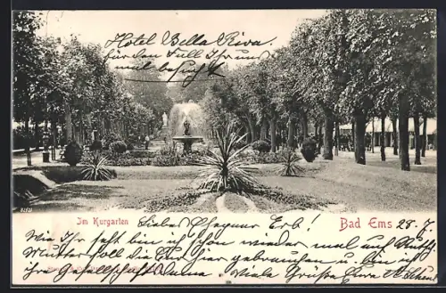 AK Bad Ems, Brunnen im Kurgarten