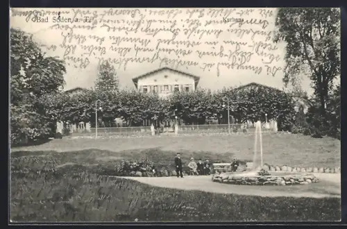 AK Bad Soden a. T., Ortspartie mit Brunnen