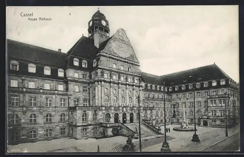 AK Cassel, Neues Rathaus mit Strassenpartie