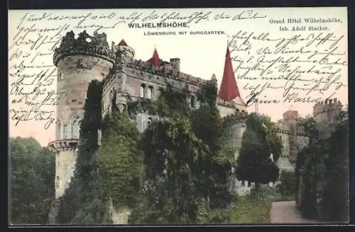 AK Wilhelmshöhe, Löwenburg mit Burggarten
