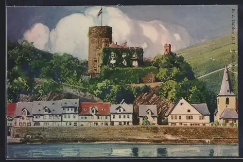 Künstler-AK Heimbach / Hohneck, Burg Hohneck