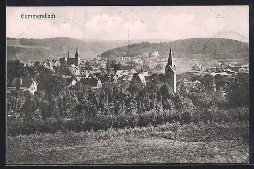 AK Gummersbach, Teilansicht mit Kirche