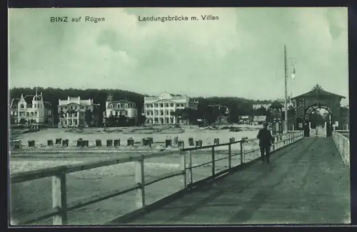 AK Binz auf Rügen, Landungsbrücken mit Villen