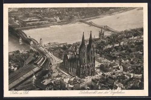 AK Köln a. Rh., Fliegeraufnahme Altstadt, Dom und Bahnhof