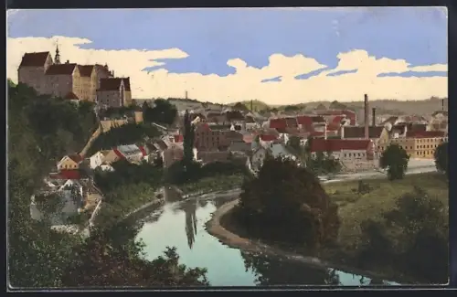 AK Colditz i. Sa., Ortsansicht aus der Vogelschau