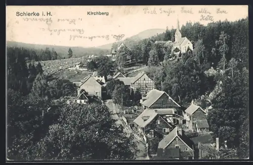 AK Schierke i. H., Kirchberg, Kirche, Ortsansicht