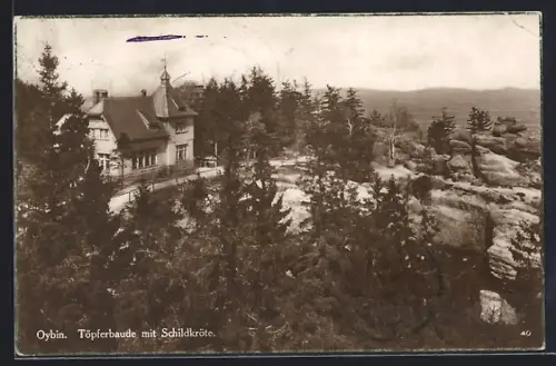 AK Oybin, Töpferbaude mit Schildkröte