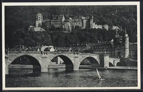 AK Heidelberg, Alte Neckarbrücke, Schloss