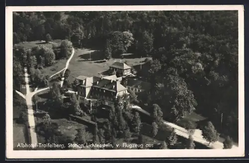 AK Lichtenstein / Echaztal, Albhotel Traifelberg vom Flugzeug aus