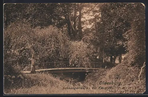 AK Oldenburg / O., Schlossgarten an der Hausbäke