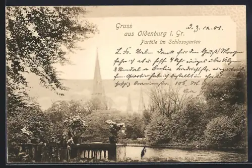 AK Oldenburg i. Gr., Partie im Schlossgarten