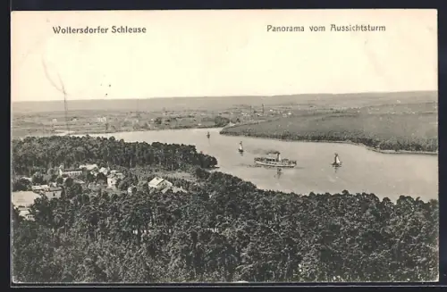 AK Woltersdorf, Schleuse, Panorama vom Aussichtsturm