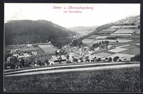 AK Obersachsenberg a. d. Steindöbra, Ortsansicht mit Untersachsenberg