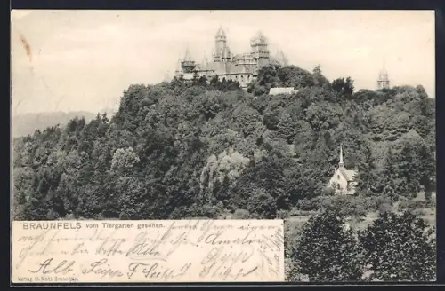 AK Braunfels, Schloss vom Tiergarten gesehen