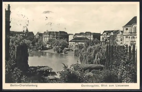 AK Berlin-Charlottenburg, Dernburgplatz, Blick zum Lietzensee