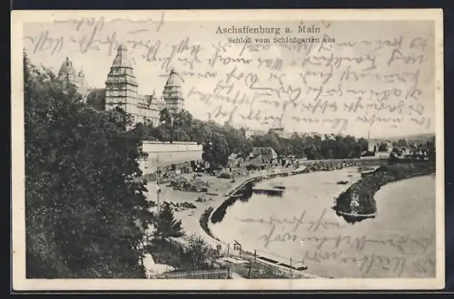 AK Aschaffenburg a. Main, Schloss vom Schlossgarten aus