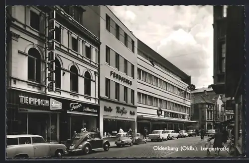 AK Oldenburg /Oldb., Lange Strasse mit Teppichgeschäft