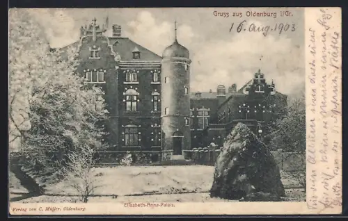 AK Oldenburg i. Gr., Elisabeth-Anna-Palais vom Garten aus