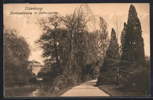 AK Oldenburg / O., Promenadenweg im Schlossgarten
