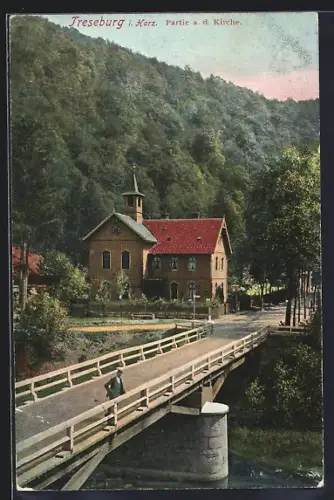 AK Treseburg i. Harz, Brücke und Kirche