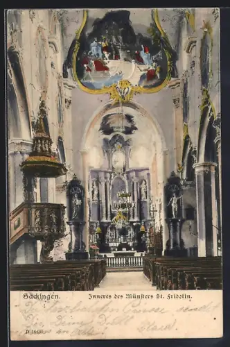 AK Säckingen, Inneres des Münsters St. Fridolin