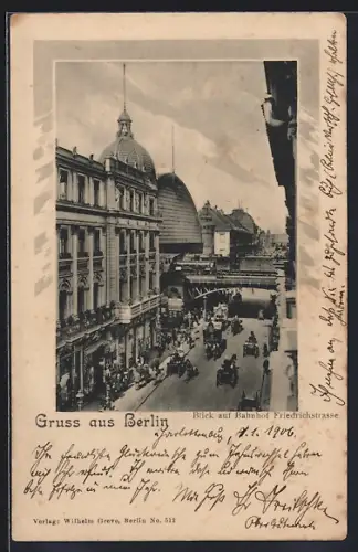 AK Berlin, Blick auf Bahnhof Friedrichstrasse