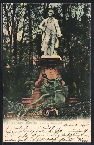 AK Berlin-Tiergarten, Lessing-Denkmal