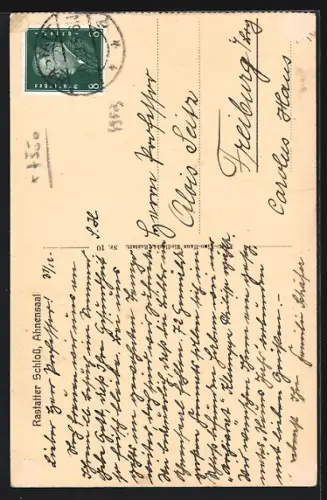 AK Rastatt, Rastatter Schloss, Ahnensaal, Innenansicht